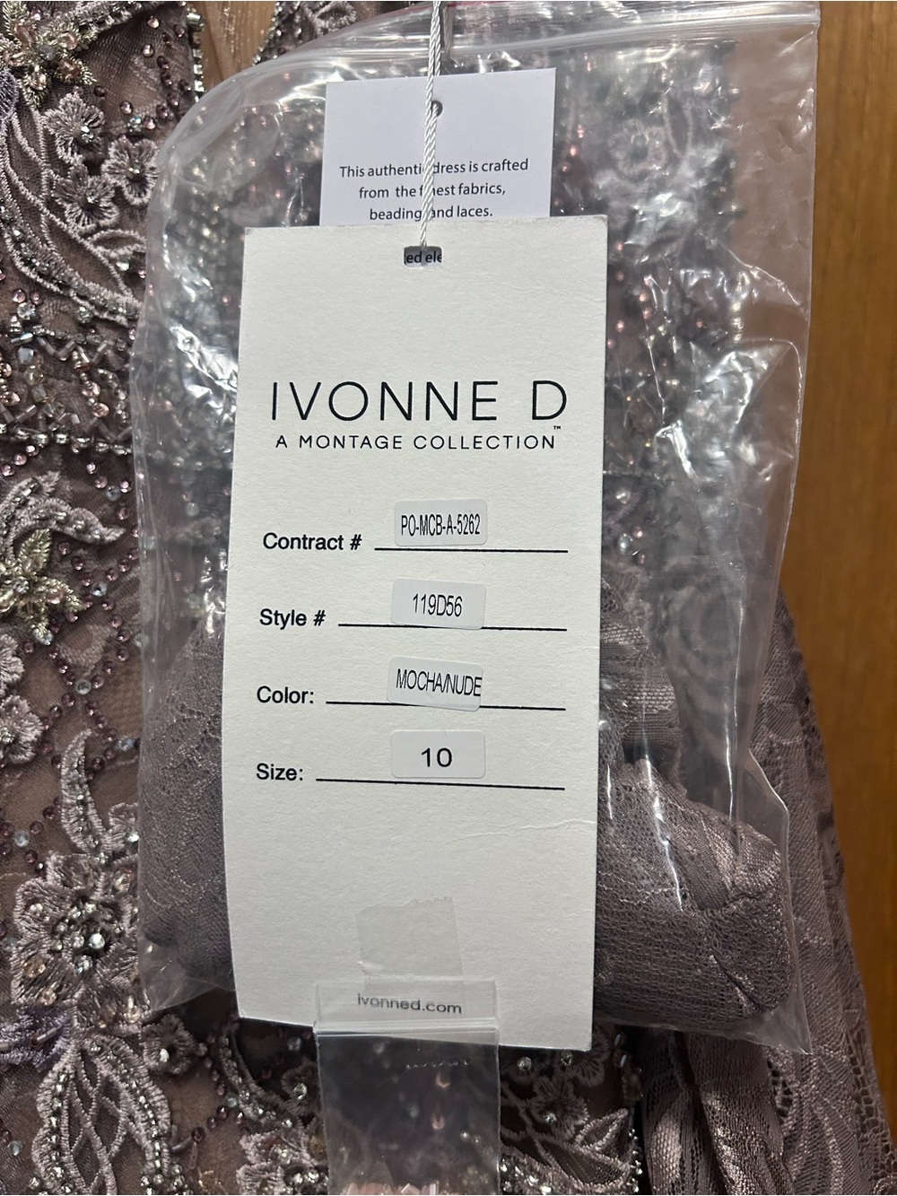 Ivonne D Mocha/Nude Lace Wedding Dress - Size 10